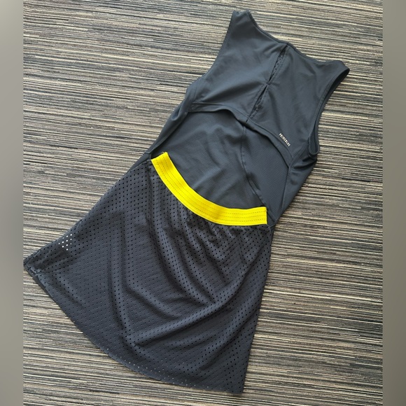 ADIDAS Size S Women's HEAT.RDY Mesh Navy Blue Sleeveless Open-back Tennis Dress - Picture 6 of 10